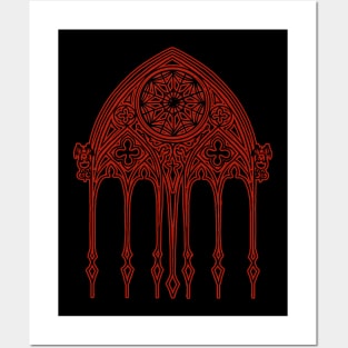 Red Gothic Cathedral Window Posters and Art